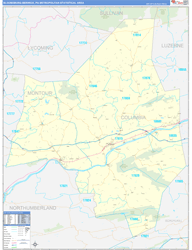Bloomsburg-Berwick Metro Area Wall Map Basic Style 2024